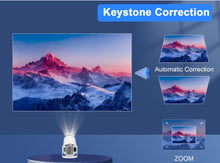 Load image into Gallery viewer, Mini Projector, Auto Keystone Correction Portable Projector, 4K/ 200 ANSI Smart Projector with 2.4/5G WiFi, BT 5.0, 130 Inch Screen, 180 Degree Flip, Round Design, Home Video