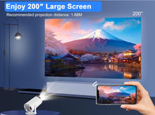 Load image into Gallery viewer, Mini Projector, Auto Keystone Correction Portable Projector, 4K/ 200 ANSI Smart Projector with 2.4/5G WiFi, BT 5.0, 130 Inch Screen, 180 Degree Flip, Round Design, Home Video