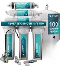 Load image into Gallery viewer, Aqua 6-Stage Alka Under Sink Reverse Osmosis Water Filter System - 100 GPD RO Filtration & Remineralization