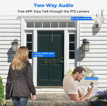 Load image into Gallery viewer, PTZ Camera Wireless System】 3MP Security Camera System Two Way Audio, Auto Tracking, Full Color Night Vision, IP66 Waterproof, Expandable 10CH NVR, 24/7 Record with 1TB Hard Drive
