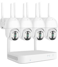 Load image into Gallery viewer, PTZ Camera Wireless System】 3MP Security Camera System Two Way Audio, Auto Tracking, Full Color Night Vision, IP66 Waterproof, Expandable 10CH NVR, 24/7 Record with 1TB Hard Drive