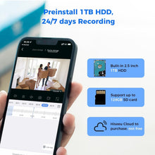 Load image into Gallery viewer, PTZ Camera Wireless System】 3MP Security Camera System Two Way Audio, Auto Tracking, Full Color Night Vision, IP66 Waterproof, Expandable 10CH NVR, 24/7 Record with 1TB Hard Drive
