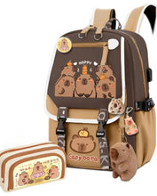 Load image into Gallery viewer, Capybara Backpack Large Capacity Waterproof Kapibara stuff 😍with pins and Accessories
