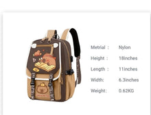 Load image into Gallery viewer, Capybara Backpack Large Capacity Waterproof Kapibara stuff 😍with pins and Accessories
