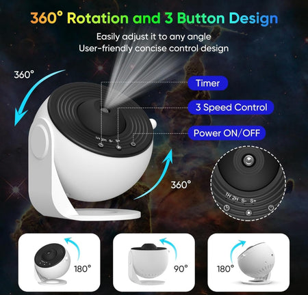 Galaxy Projector 🌌🌌, HD Image Star Projector Galaxy Light Adjustable Knob, 13 Film Discs Planetarium Projector for Kids, 360° Rotating 1/2h Timer Simple 3-Button Control